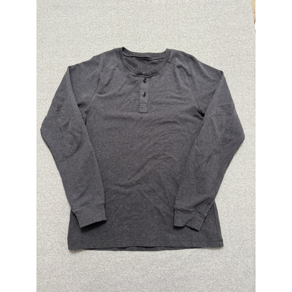 Lululemon Men's Gray Long Sleeve Henley Shirt Button Up Performance Sz Small